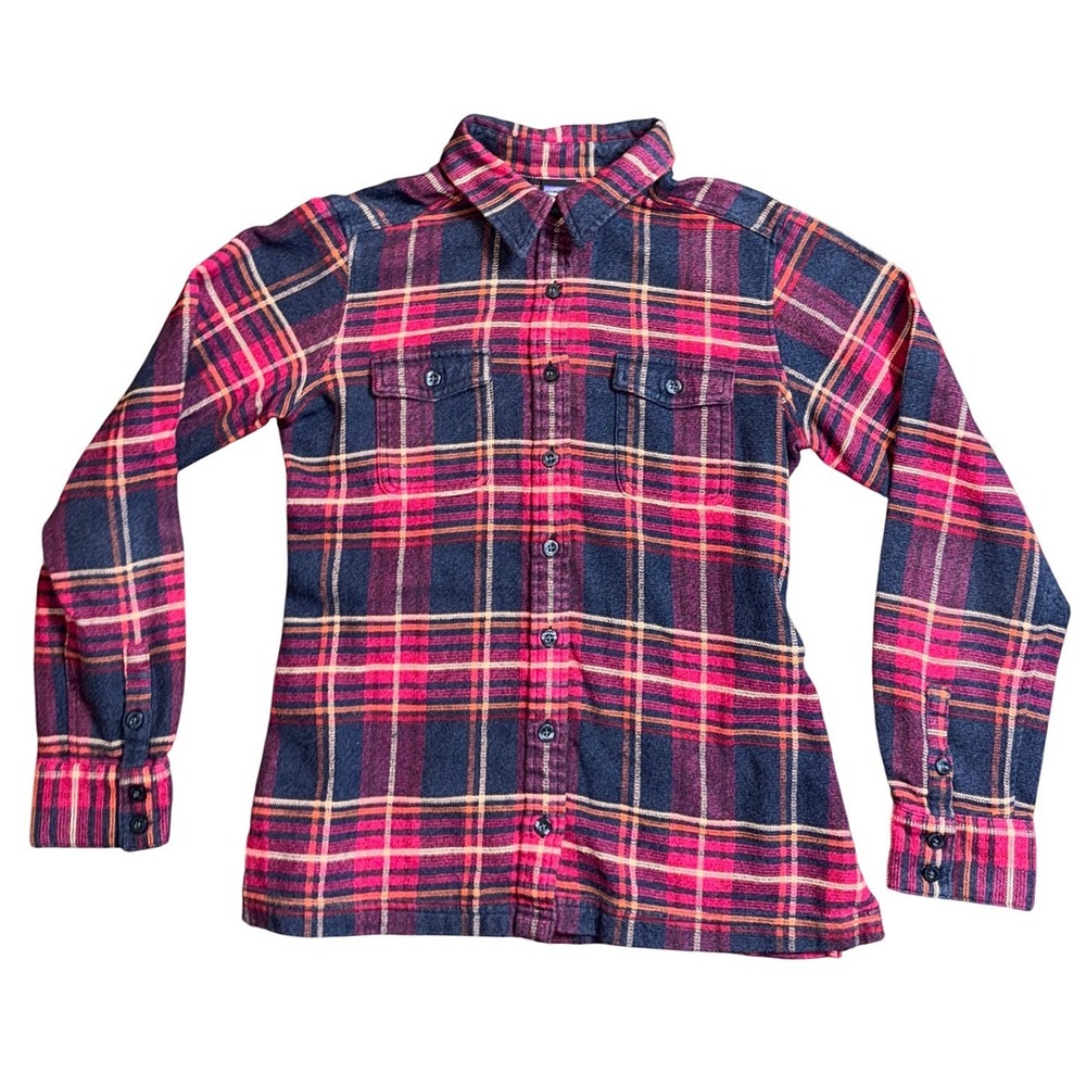 Patagonia Womens Organic Cotton Plaid Flannel Shirt Pink Navy STY53915 Size 4